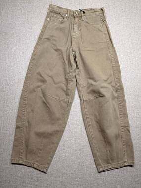 NWT OAT New York High Rise Barrel Leg Pants Tan Khaki 0 25